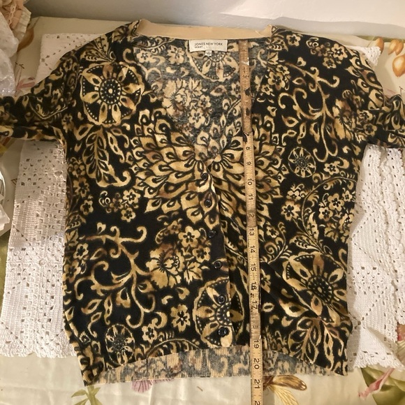 🌈 Jones New York Dahlia mandala v neck cotton cardigan small - Picture 5 of 6